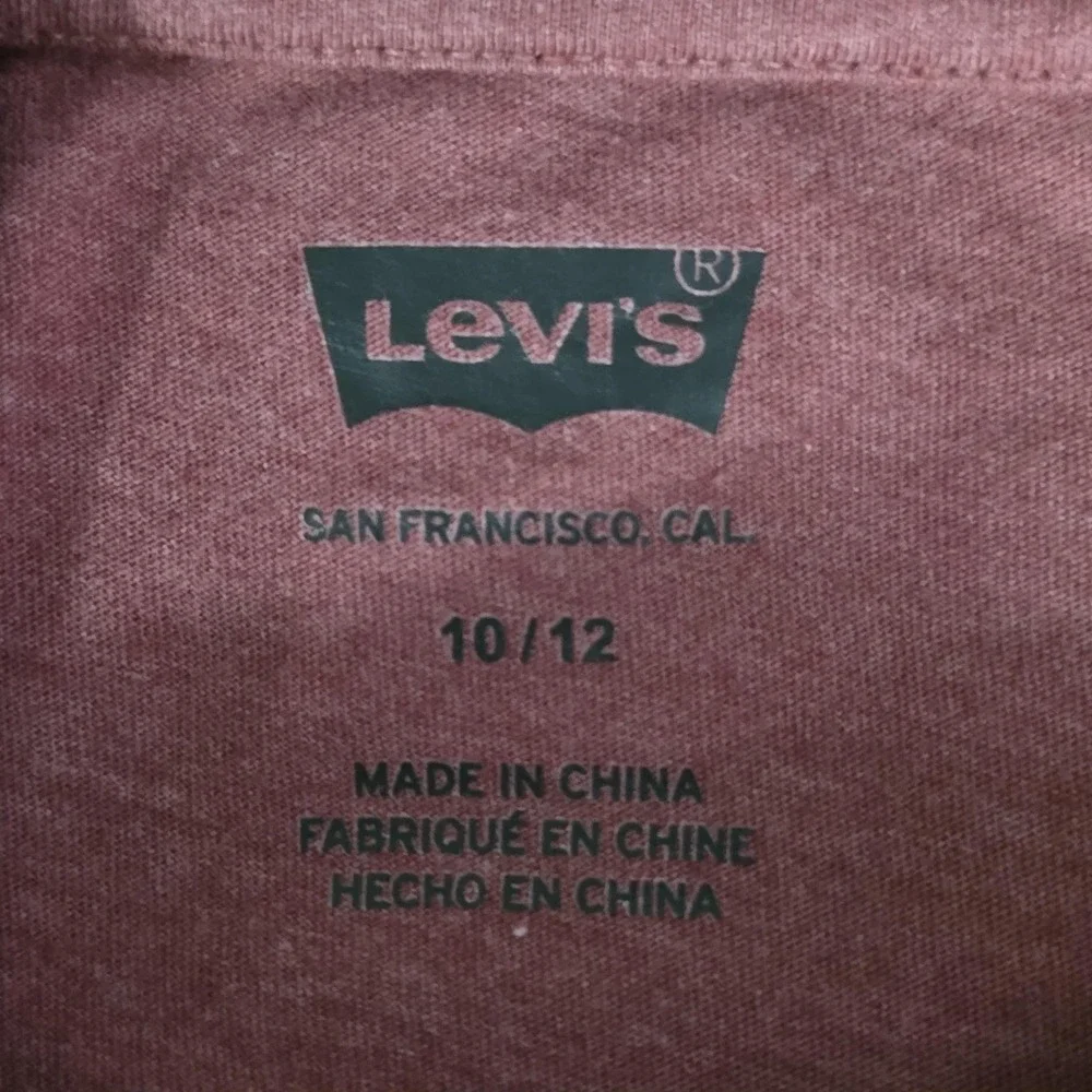 Levis Shirt Kids 10-12 Red Explore More Logo Graphic Short Sleeve Tee Top